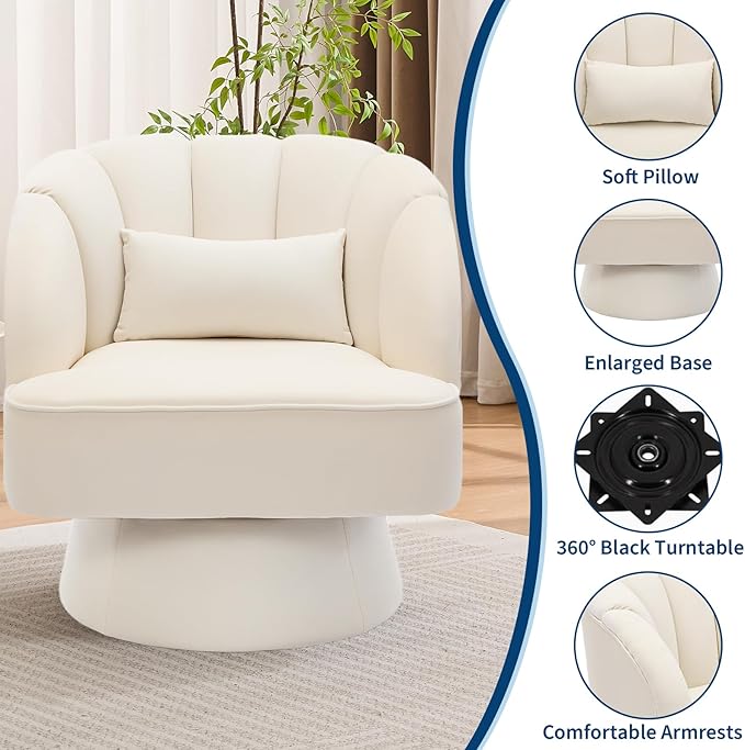 Garvee Ultra-Plush Swivel Accent Chair, 360° Barrel Lounge Chair - Image 5