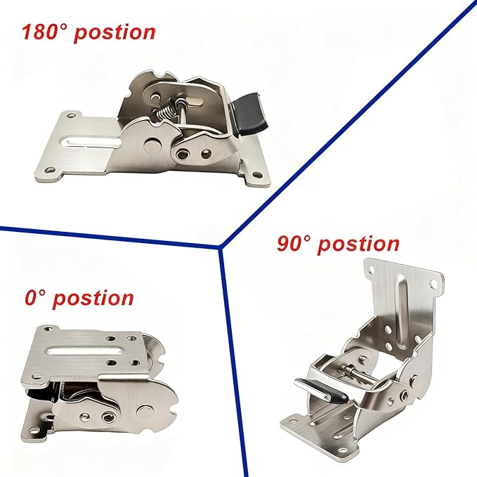 4 Pack Folding Brackets 0°-90°-180°, Heavy-Duty Self-Lock Hinge - Image 4