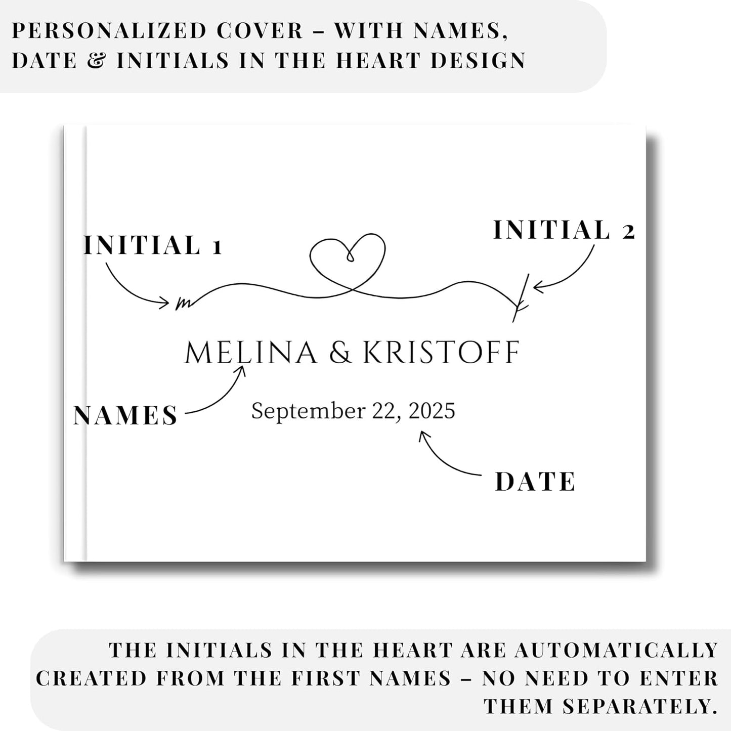 Wedding Guest Book – Personalized Polaroid Guest Book for Wedding Reception, Custom Sign In Photo Book with Blank Pages, Elegant Keepsake for Guests (Elegant White)