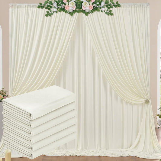 30 ft x 10 ft Wrinkle Free Ivory Backdrop Curtain for Wedding Parties, Polyester Ivory Photo Backdrop Drapes 6 Panels 5x10ft for Baby Shower Photoshoot Engagement Birthday Party Photography Background