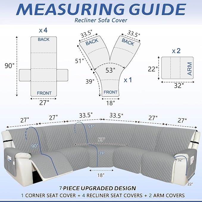 Arfntevss Recliner Sectional Couch Covers 1OO% Waterproof L Shape Sofa Cover - Image 2
