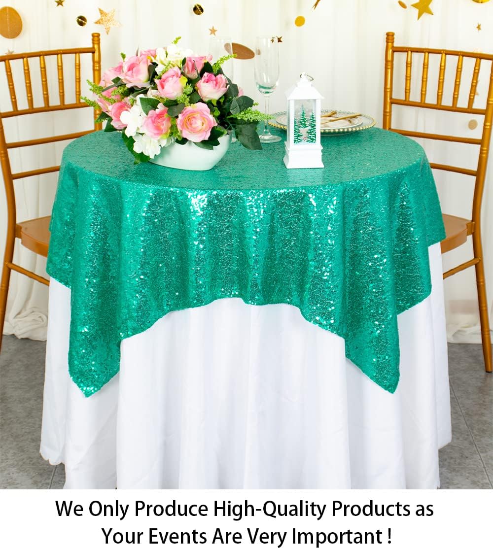 ShinyBeauty Sequin Tablecloth Square 54x54-Inch Green Table Cloths for Round Tables Christmas Green Sequin Fabric Table Overlay Glitter Tablecloths Linen for Party Small Square Wedding