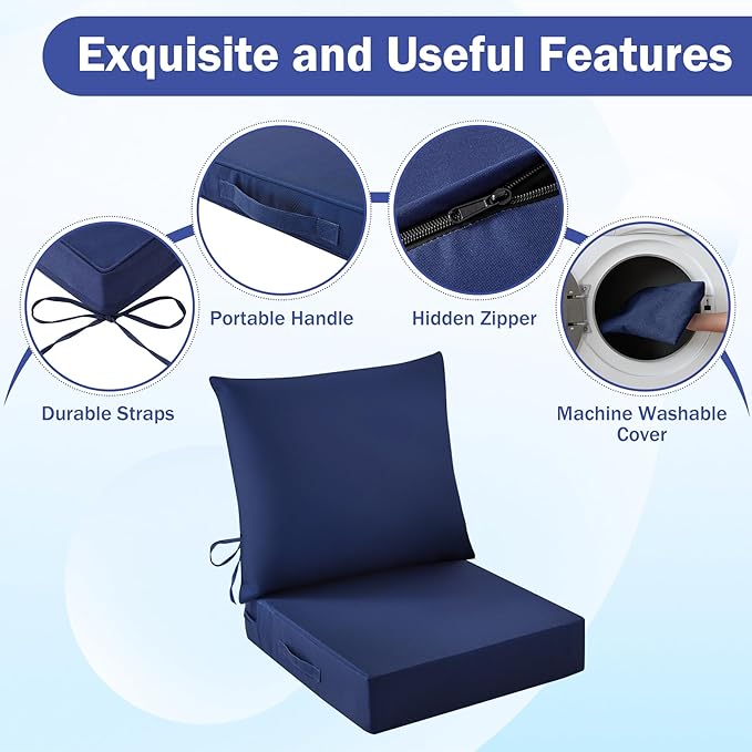 IASEAHK Outdoor Chair Cushions, 24 x 24 Inch Outdoor Cushion - Image 5