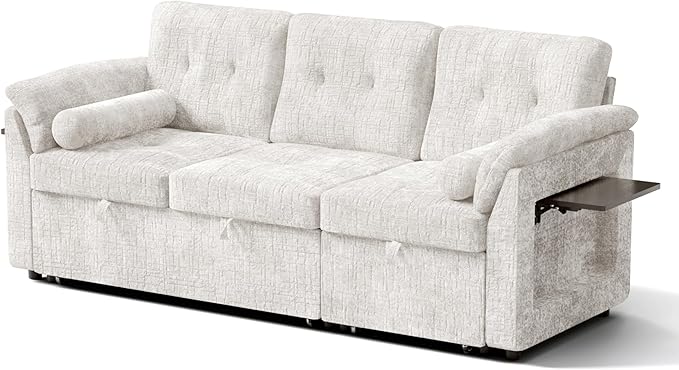 Convertible Sleeper Sofa Bed, 63 Inch Chenille Pull Out Couch - Image 12