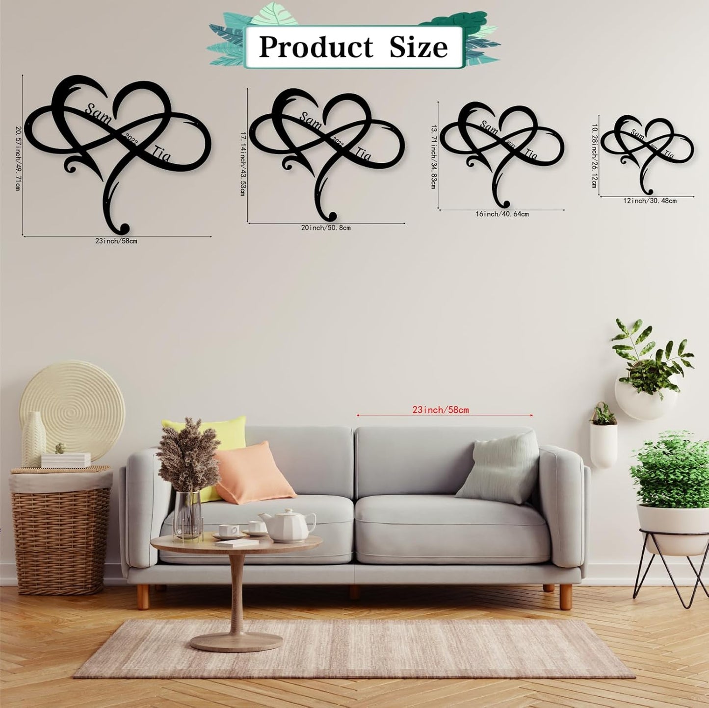 Custom Infinity Metal Sign, Personalized Metal Name Sign Engagement Wedding Gifts, Custom Name Signs, Romantic Home Decor For Anniversary Or As Valentines Day Decoration