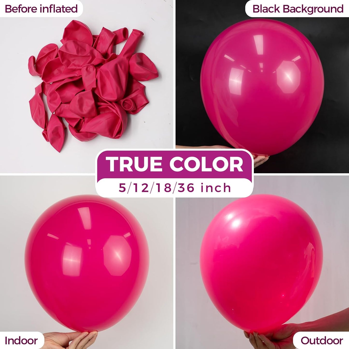 Bezente Hot Pink Latex Party Balloons, 100 Pack 12 inch Round Helium Pink Balloons for Valentine's Day Wedding Birthday Party Backdrop Decorations