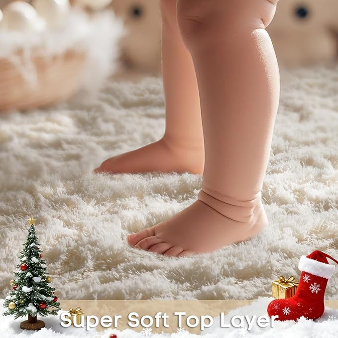 Ophanie Area Rugs for Bedroom, Christmas Upgrade Non-Slip Ivory Fluffy Soft - Image 3