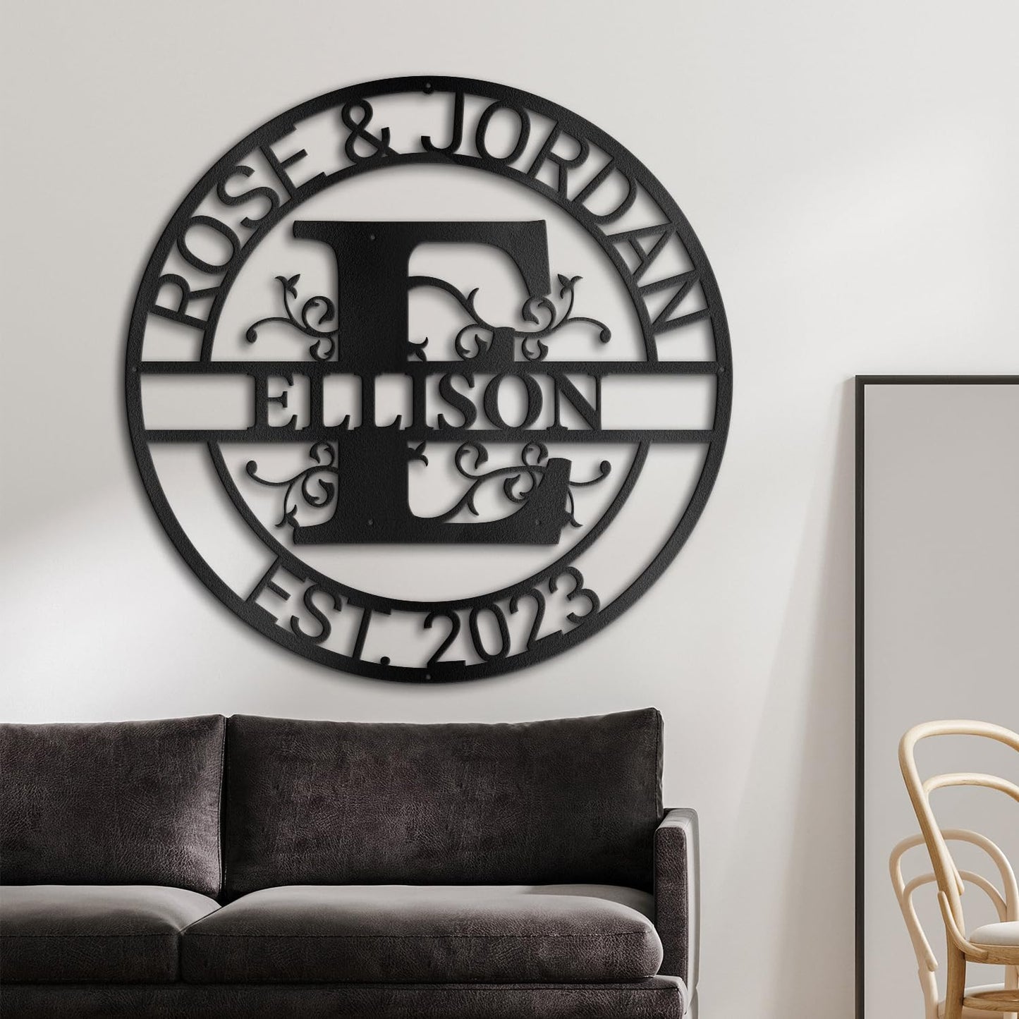 Custom Metal Wall Art Split Letter Monogram Metal Wall Art Last Name Sign Family Name Sign Personalized Wedding Gift Fire Pit Outdoor Decor Cabin