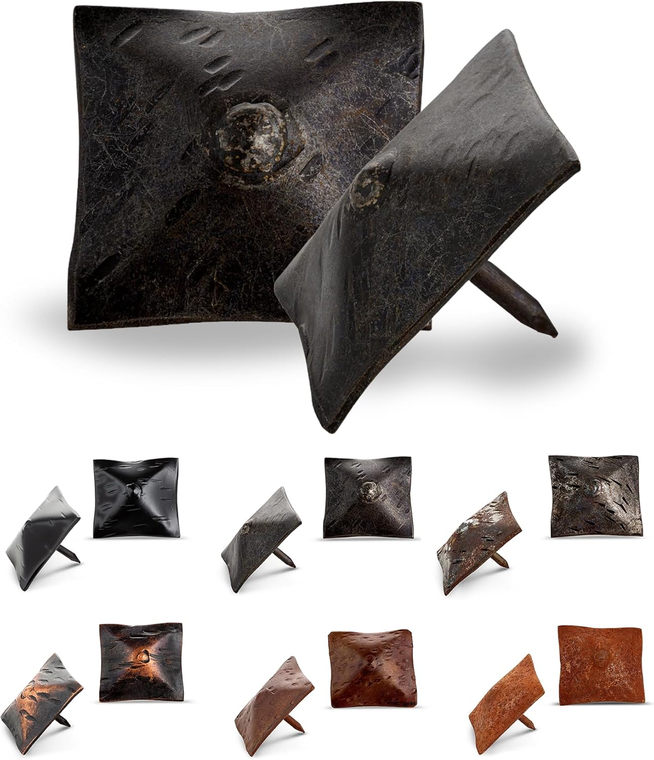 50 Pack 1.5" Square Head Iron Clavos Decorative Nails – Sealed Unfinished – Handmade Rustic Square Fasteners for Farmhouse Shutters, Faux Wood, Barn Doors, Shutters, Gates – Ornamental Wood Accent