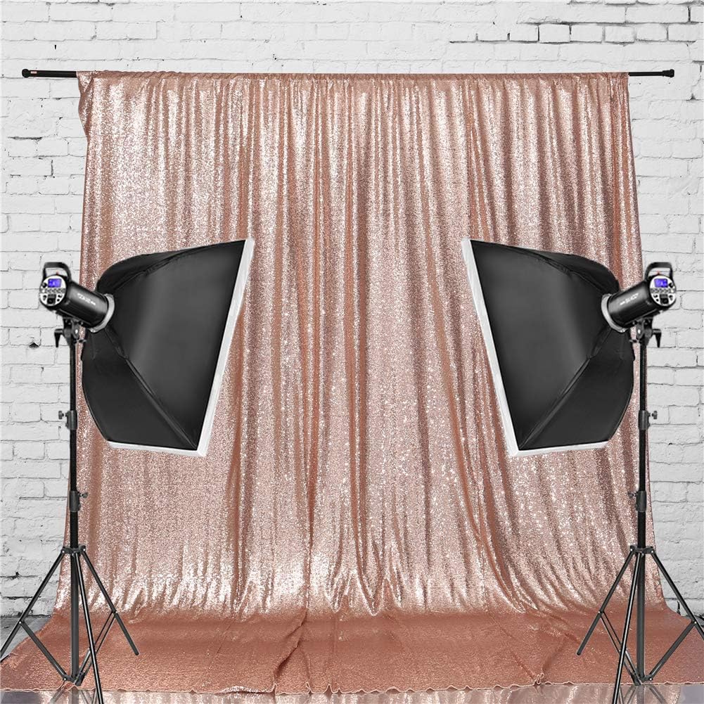 Eternal Beauty Rose Gold Sequin Backdrop, 5x7 Ft Glitter Background Curtains for Shimmer Photography Party Wedding Birthday Back Drop Decor