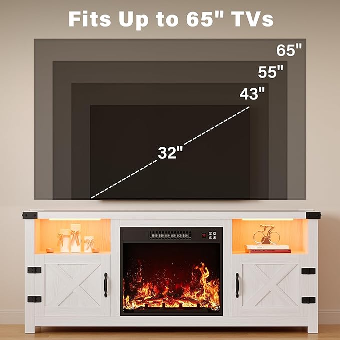 YESHOMY LED Fireplace TV Stand - Image 7