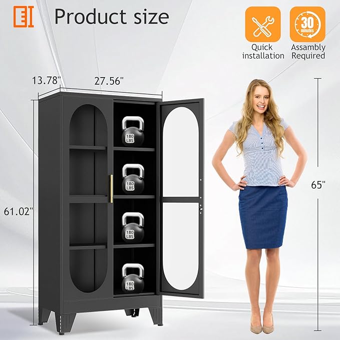 PAOFIN 61" H Locking Display Cabinet - Image 2