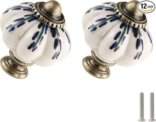 Ivory Pumpkin Knobs 12 Pack Ceramic Cabinet Knobs Vintage Drawer Pulls by Zernmiarder
