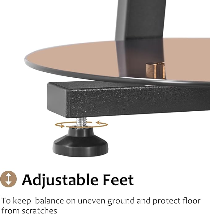 BEWISHOME Round End Table Tempered Glass Side Table - Image 5