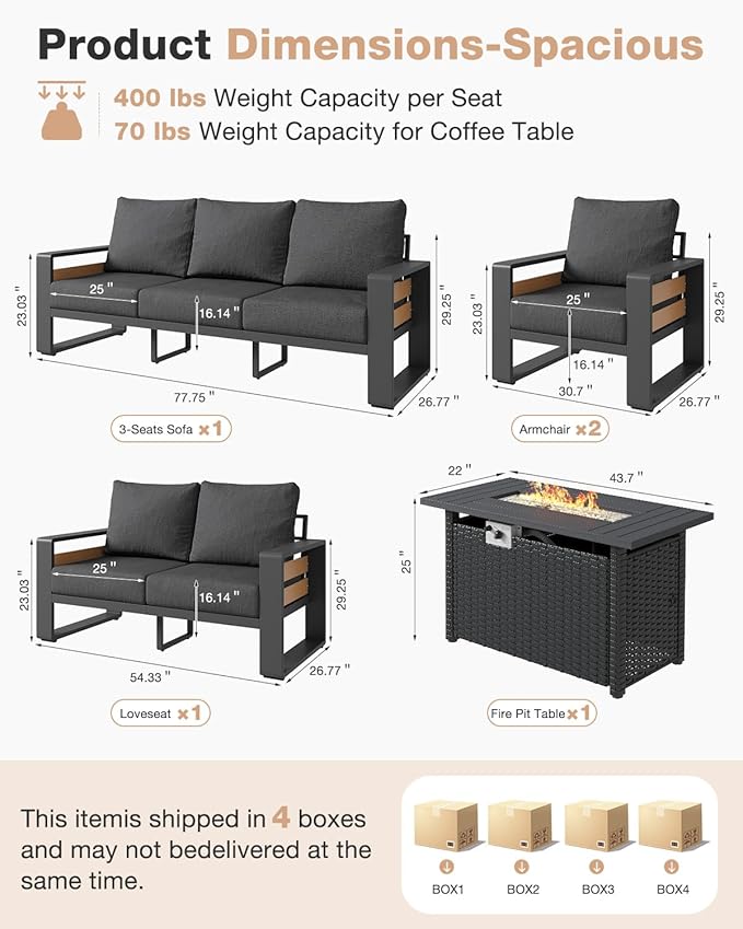 Aoxun Aluminum Patio Furniture Set - Image 7