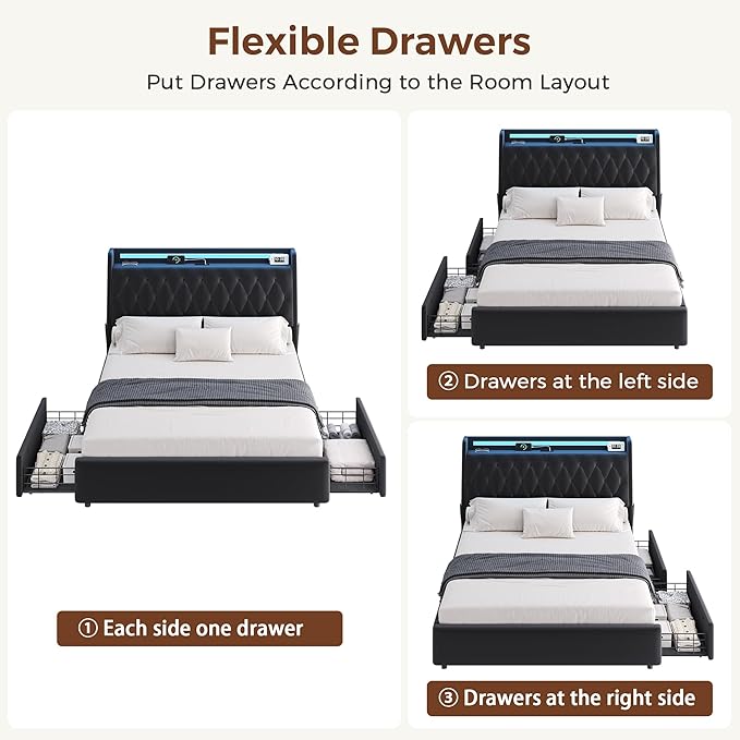 Queen LED Velvet Bed Frame - Image 7