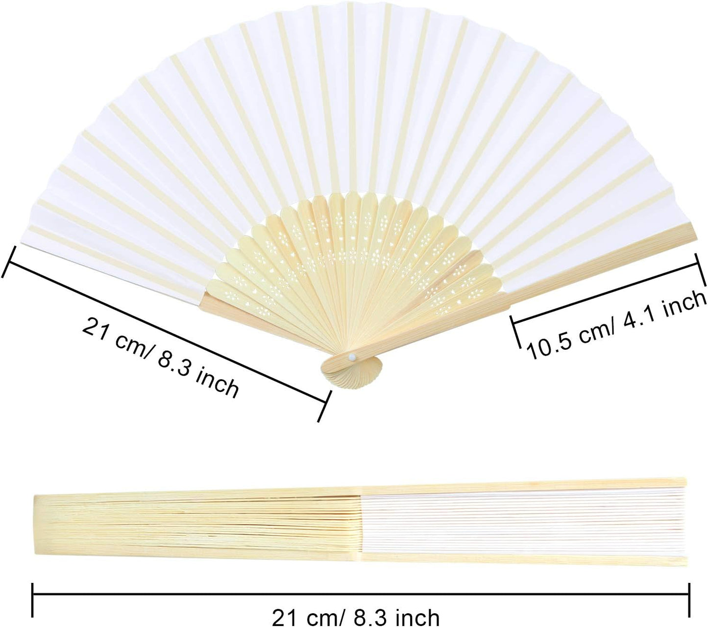 Aneco 18 Pieces White Handheld Cloth and Bamboo Folding Fans for Wedding Decoration, Church Gifts, Party Favors, DIY Decoration