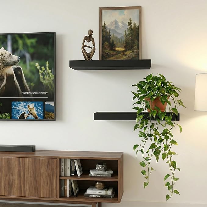 17.5in Floating Shelves for Wall, Wall Mounted Shelves for Decor Storage Set of - Image 2