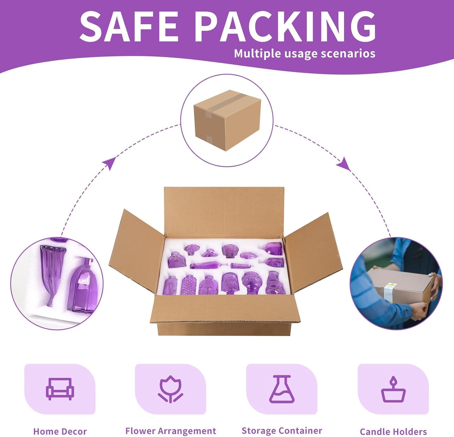 Glass Bud Vases in Bulk Set of 30 Pcs,Small Glass Vases for Flowers as Wedding Centerpieces for Tables,Clear Flower Vases Suitble for Wedding Decorations,Home Decor (Light Purple, 30 pcs)