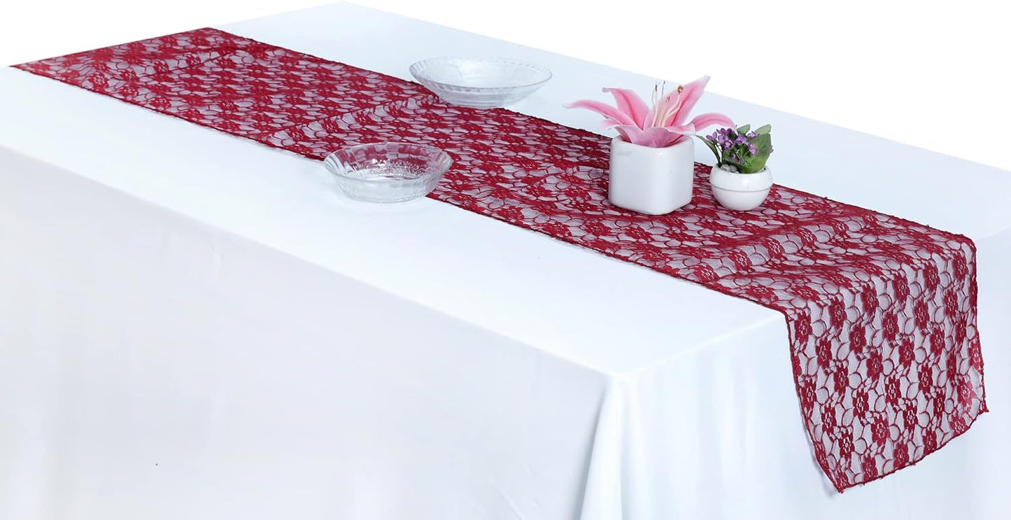 MDS Pack of 12 Wedding 12 x 108 inches Satin Table Runner for Wedding, Decorations for Birthday Parties, Banquets, Graduations, Engagements, Runners fit Rectangle, Round Table- Maroon
