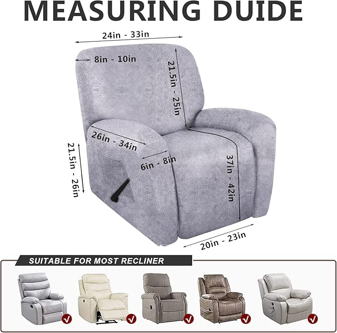 ANARACHON Recliner Chair Covers Leather Like, 4 Pieces Recliner Cover - Image 3