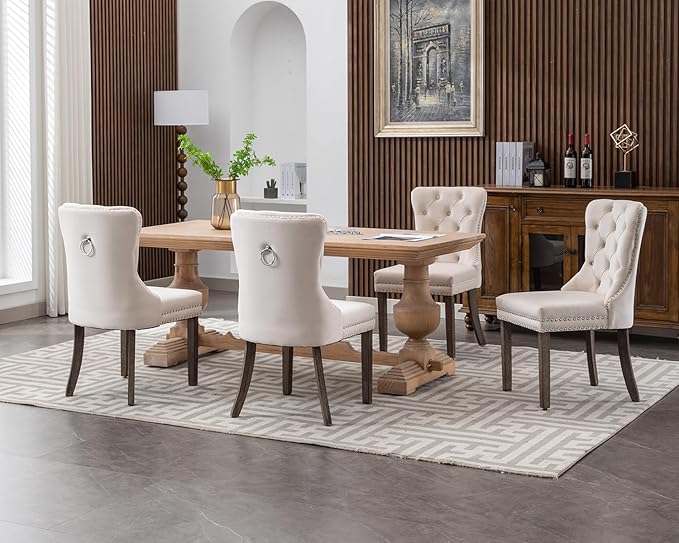KCC Velvet Dining Chairs Set of 4, Upholstered High-end Tufted Dining Room Chair - Image 9