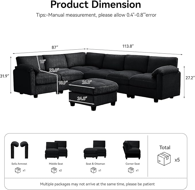 114'' V-Shaped Sectional Cloud Couch - Image 2