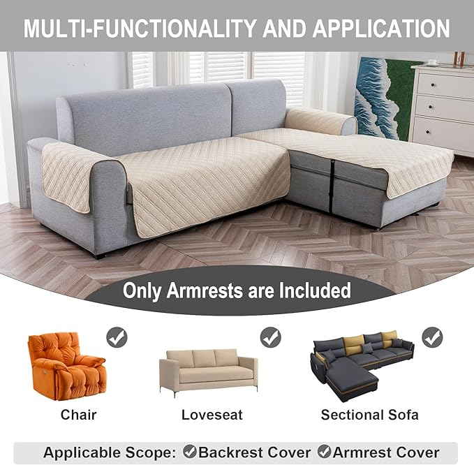 Genina Sofa Armrest Cover, Anti-Slip Armchair Slipcovers - Image 4
