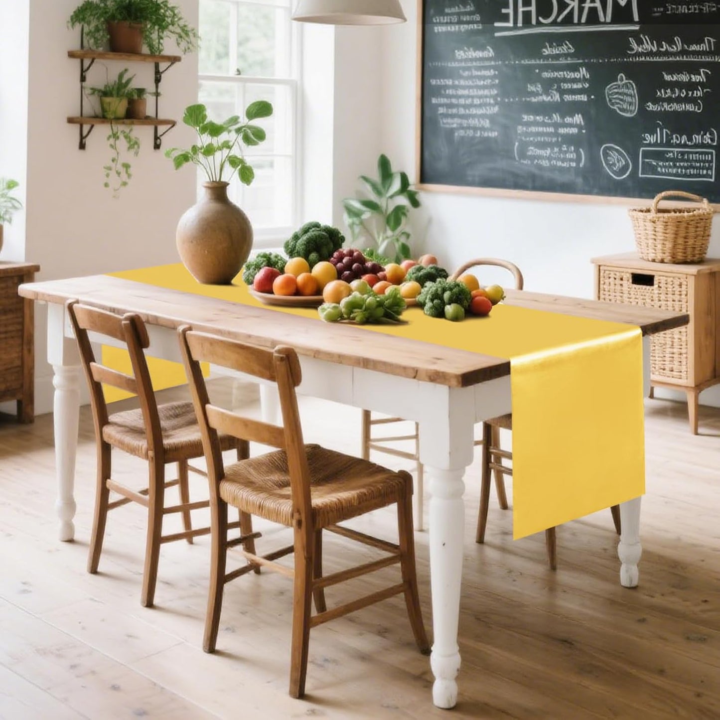 10 Pack Satin Table Runner 12 x 108 Inch Long Gold Silk Table Runner for Wedding Party Banquet Birthday Decoration