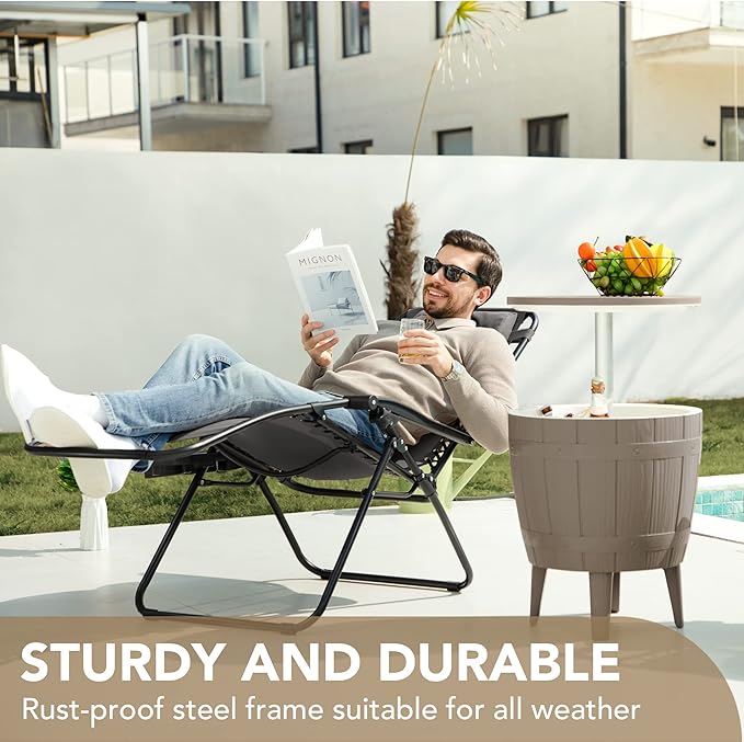 Devoko Patio Zero Gravity Chair Outdoor Free Folding Adjustable Chaise Lounge - Image 5