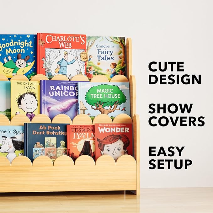 SpaceAid 3-Tier Scalloped Bookshelf, Montessori Bookcase - Image 7