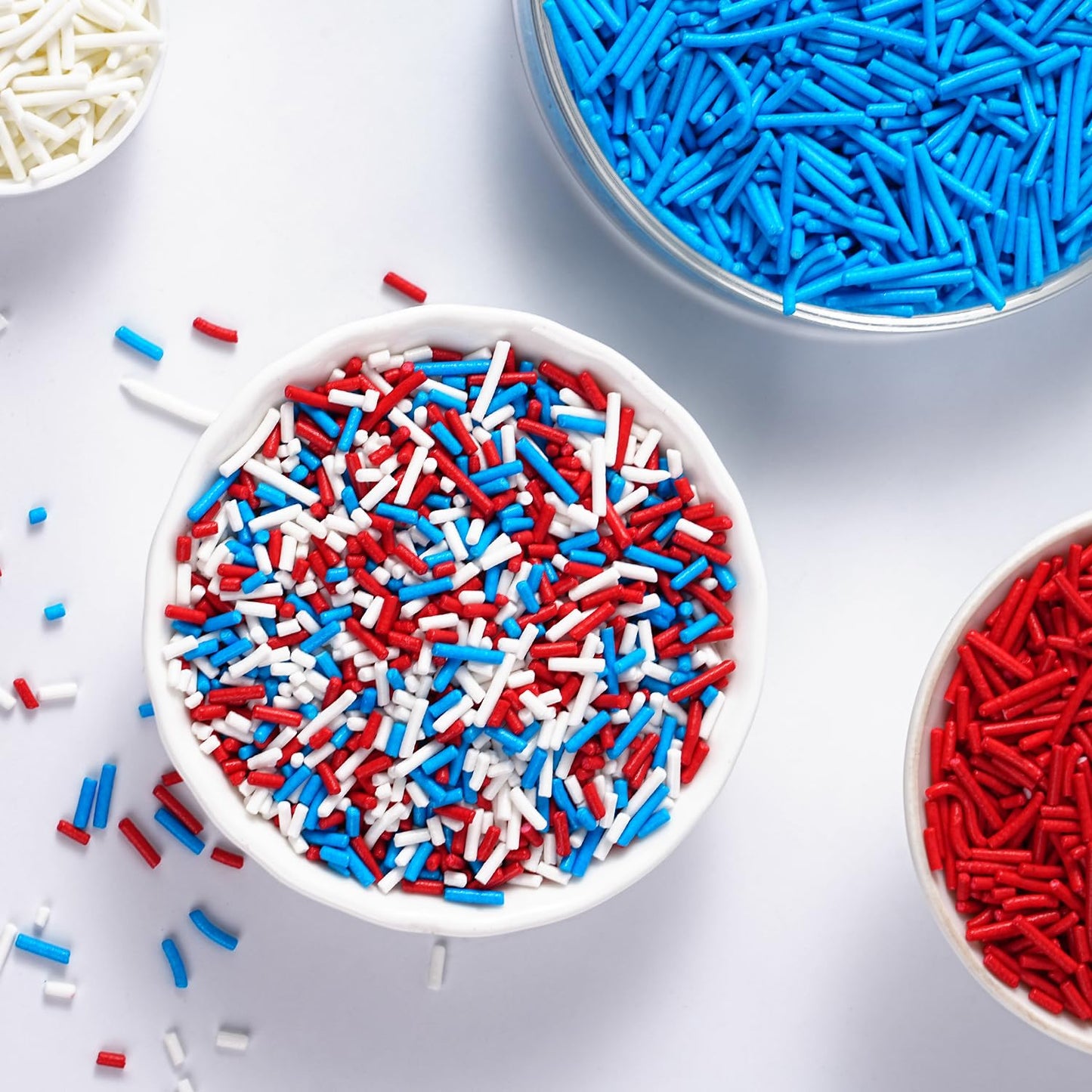 Edible Blue Jimmies Sprinkles, 4.23oz Blue Sprinkles, Jimmies Sprinkle for Baking, Baby Showers, Weddings, Winter Theme Parties, Fourth of July, Memorial Day(120g)