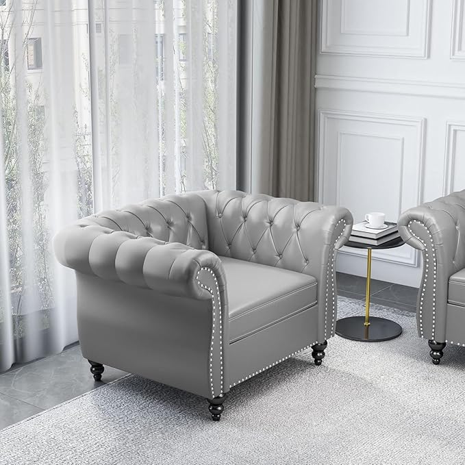 AVZEAR Leather Upholstered Armchair, Single Sofa Chair - Image 6