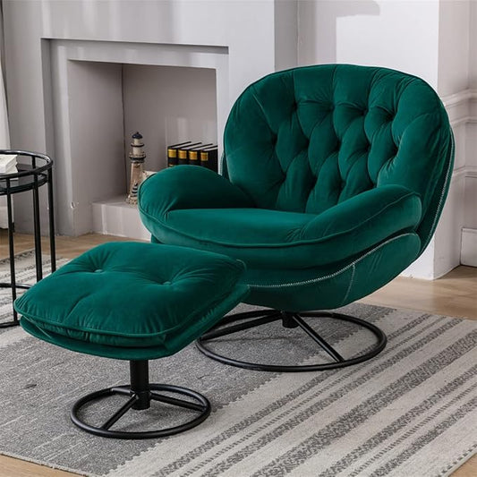 TRIPLE TREE Modern Accent Chair, Mid-Century Lounge Chair and Ottoman Set by TRIPLETREE