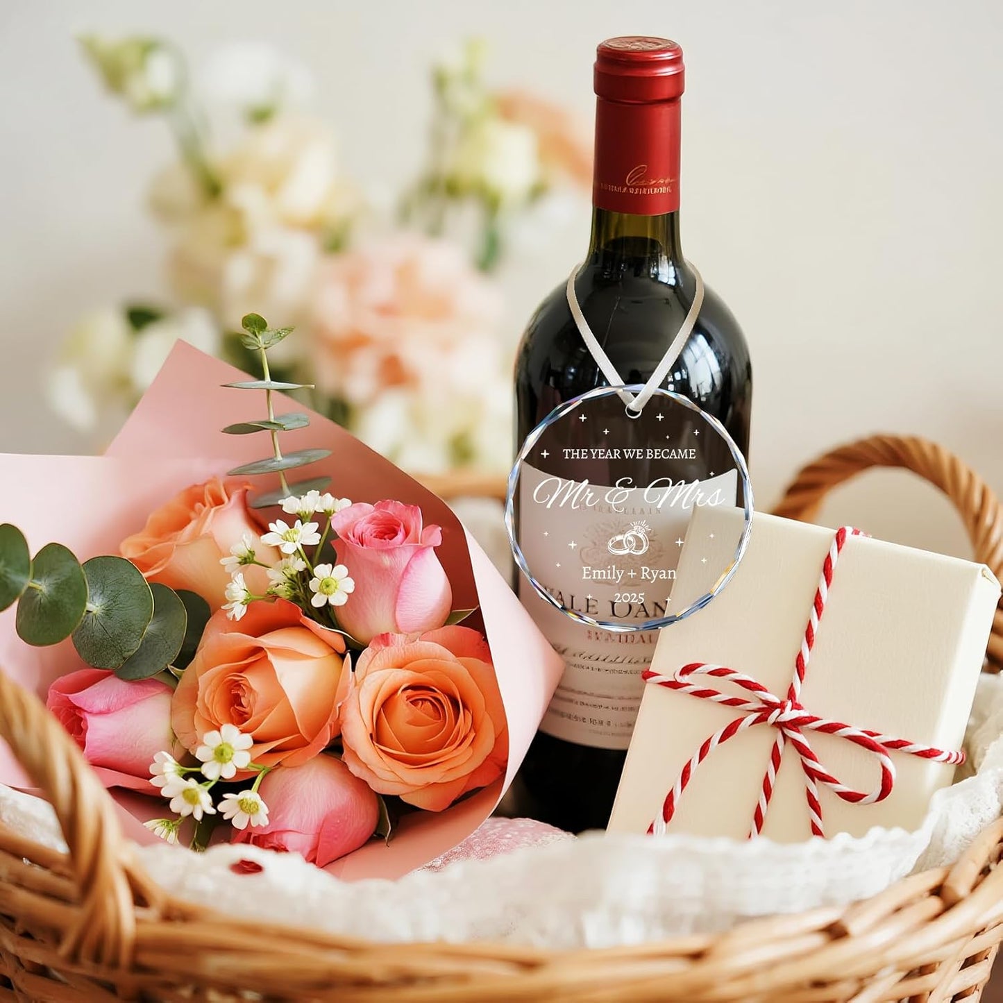 Personalized Wedding Gifts - Mr and Mrs Ornament 2025 - Bridal Shower Gifts for Bride, Newlywed, Couple, Just Married, Her - First Christmas Married Ornament 2025