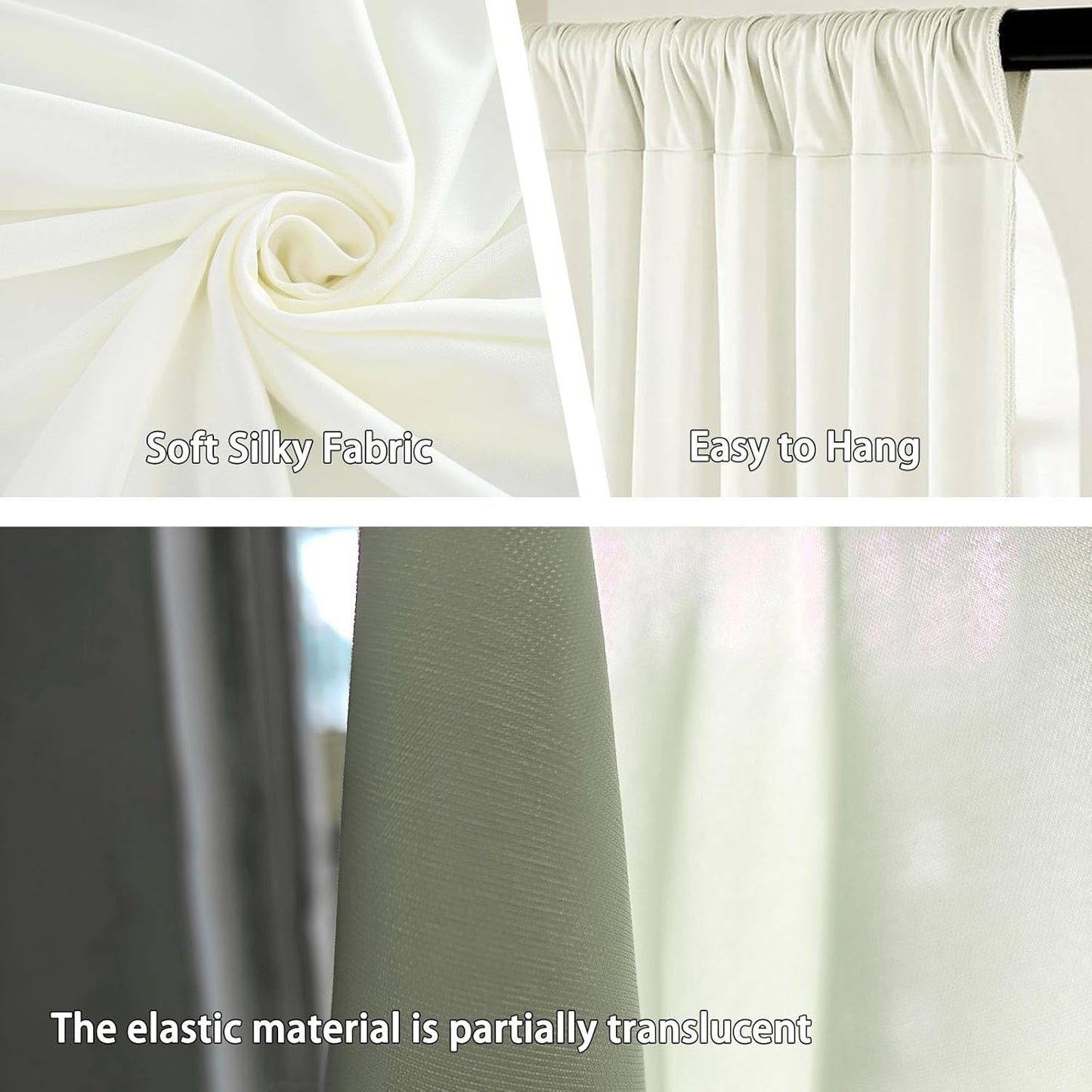 10 x 10 Feet Ivory White Backdrop Curtain for Partie, Background Curtains for Photoshoot, Birthday, Wedding, Halloween, Thanksgiving, Christmas Day, New Year Party Decorations 5Ft x 10Ft, 2 Panels