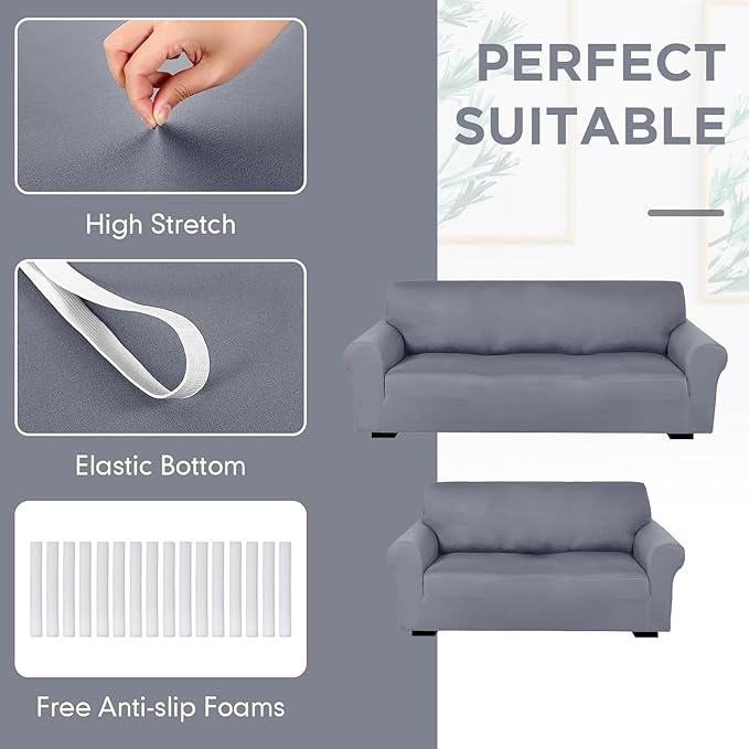 Peryiter 2 Pcs Sofa Covers Couch and Loveseat Covers Set Stretch Sofa Slipcover - Image 4