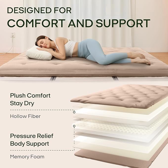ZonLi Japanese Floor Futon Mattress Twin Size 75"x 39", 100% Cotton Cover 4'' - Image 4