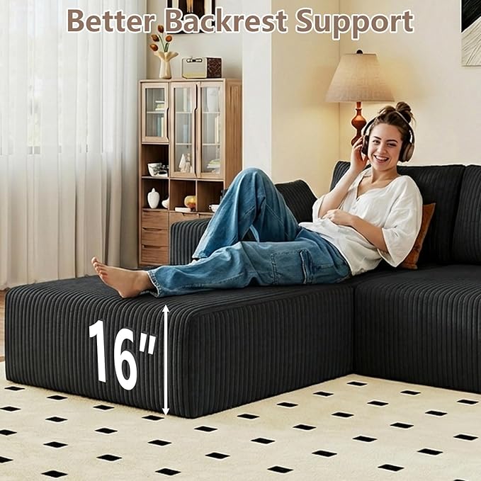 95" Cloud Sectional Couch U-Shaped Chaise - Image 5
