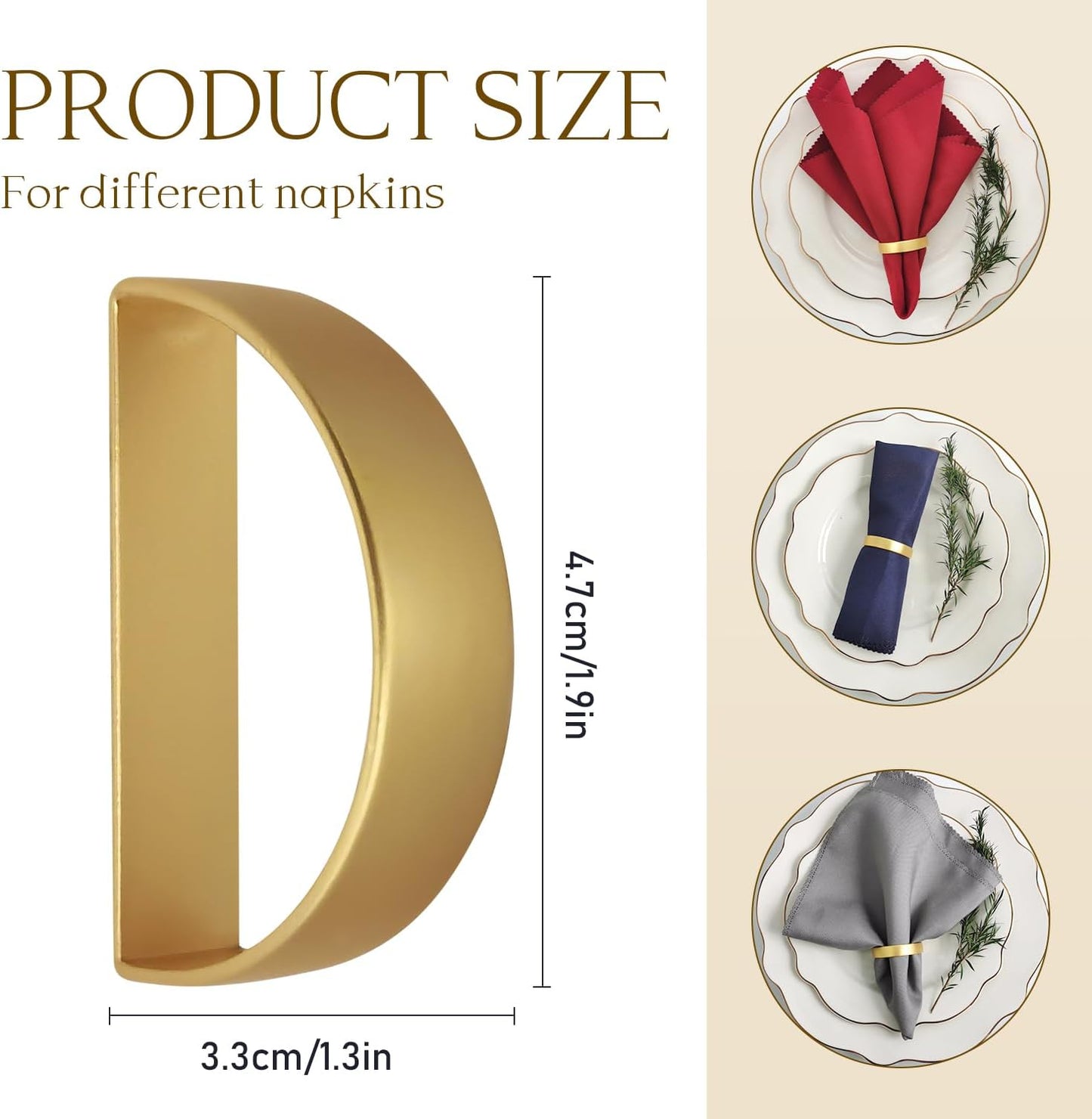 12PCS Gold Napkin Rings, Metal Napkin Rings, Fall Thanksgiving Christmas Table Decorations, Wedding, Banquet, Party, Easter Table Napkin Decorations