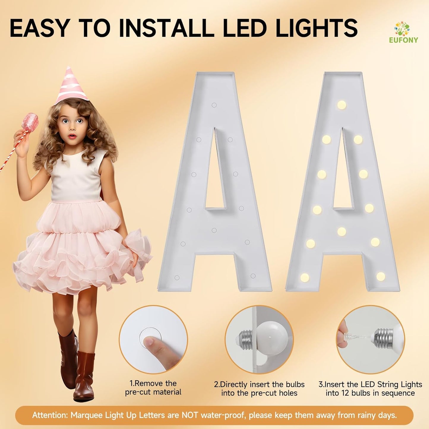 eufony Marquee Letters 4 Feet Tall, 4 FT Marquee Light Up Letters, Giant Light Up Letters 4FT for Birthday Party Baby Shower Gender Reveal Graduation Decorations, Letter I with LED Lights DIY Kit