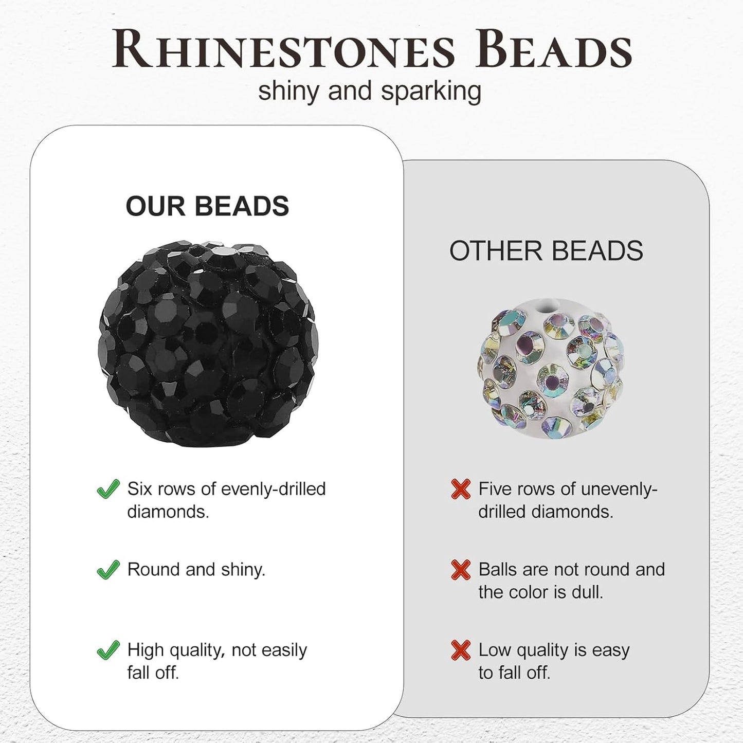 240pcs 10mm Rhinestone Beads for Crafting, Sparkle Clay Beads Crystal Disco Ball for DIY Jewelry Making Bracelet Necklace Earring and Independence Day Decorations Clay Rhinestone Red and Blue Series