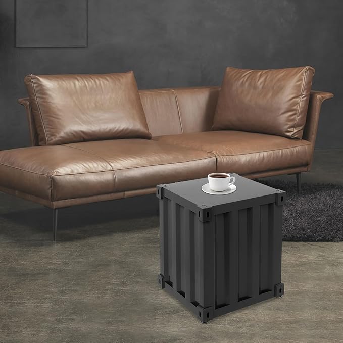 Side Table, Industrial Metal Container Cabinet, Wrought Iron Container Side - Image 5