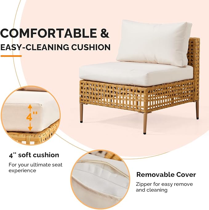 VINGLI 7 Piece Patio Sectional Furniture Set, Wicker Outdoor Furniture - Image 4