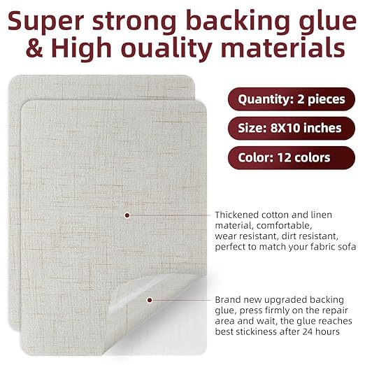Self-Adhesive Fabric Repair Patches, Large Size 8X11 inch Linen Furniture - Image 2