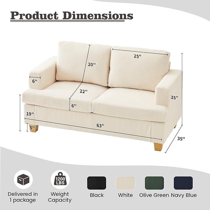 Apicizon 3 Piece Sofa Set 89'' 3-Seat Couch Sofa - Image 3
