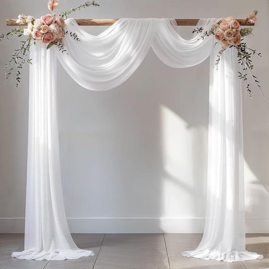 Wedding Arch Draping Fabric 1 Panel 30" X 20FT Sheer Arch Drapes Fabric White Backdrop Curtains for Wedding Arbor Ceremony Birthday Party