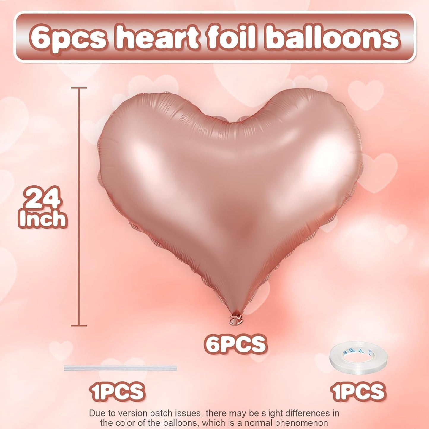 Rose Gold Heart Balloons,24Inch Large Gold Heart Foil Balloons for Valentine's Day Birthday Wedding Baby Shower Anniversary Party Decorations