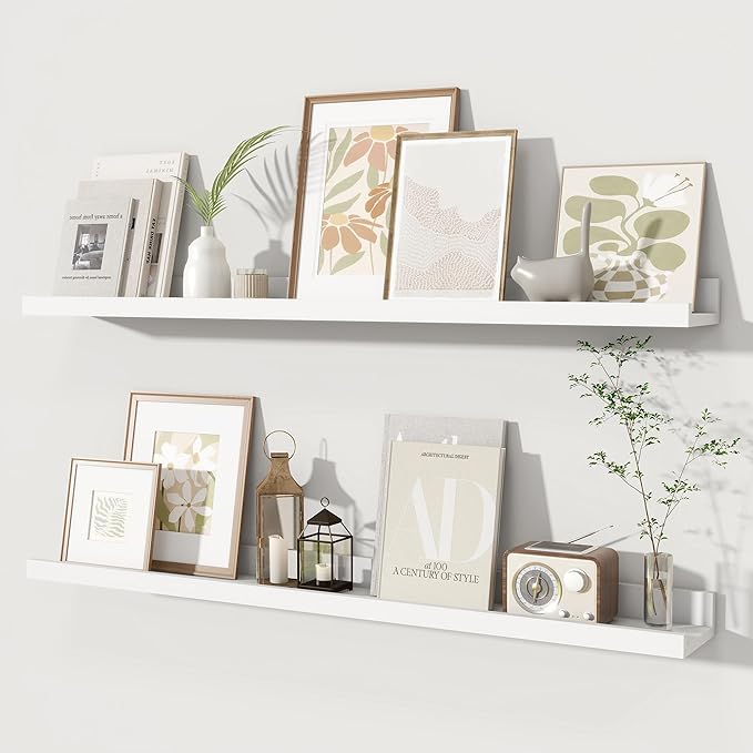 Fun Memories Picture Ledge Shelves Set of 2, 36 Inch Rustic Wall Mounted by FunMemories