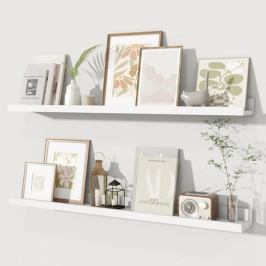 Fun Memories Picture Ledge Shelves Set of 2, 36 Inch Rustic Wall Mounted by FunMemories